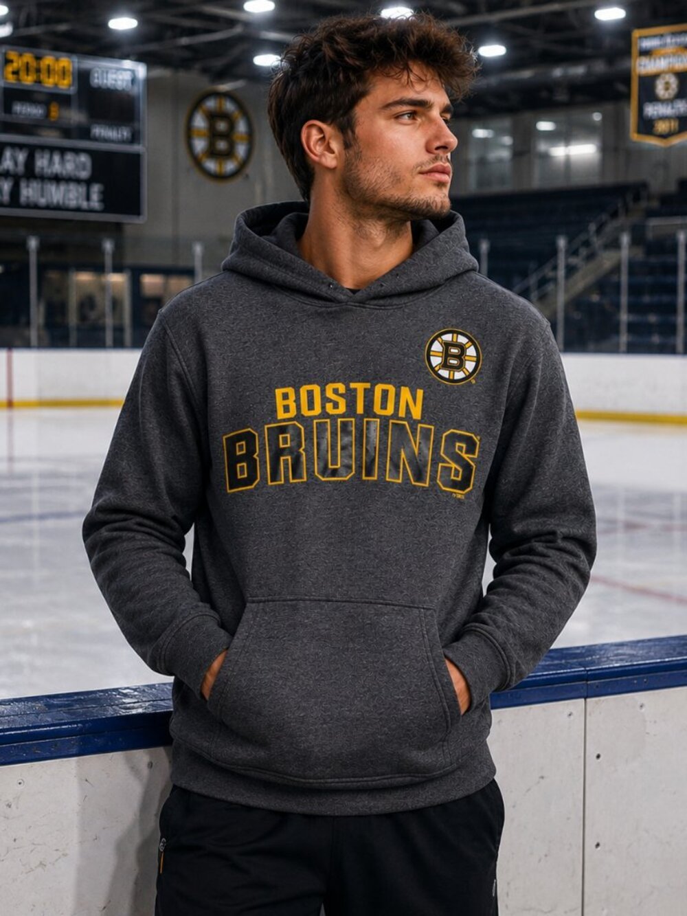 Boston Bruins Hoodie Men's Size S/CH 34-36 Grey Pullover #Sporty #Casual